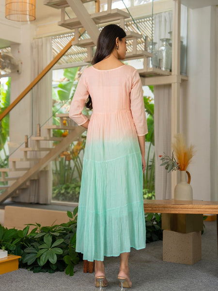 Mulcotton Tiered Ombre Maxi Dress