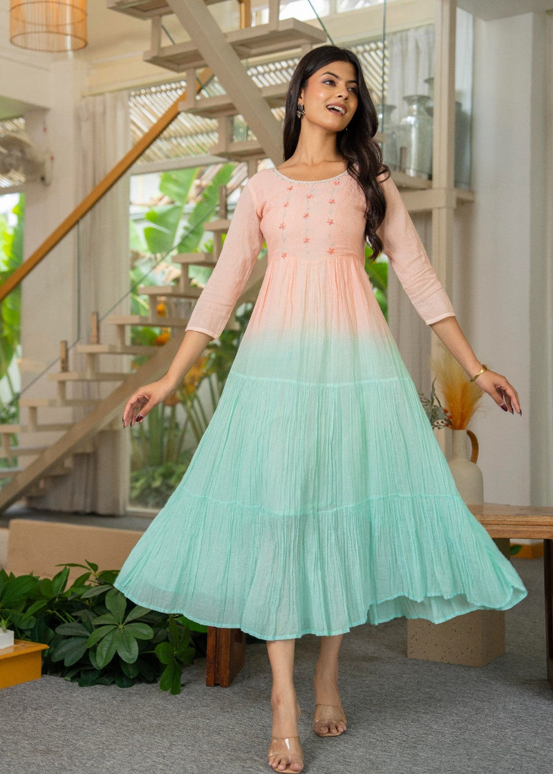 Mulcotton Tiered Ombre Maxi Dress