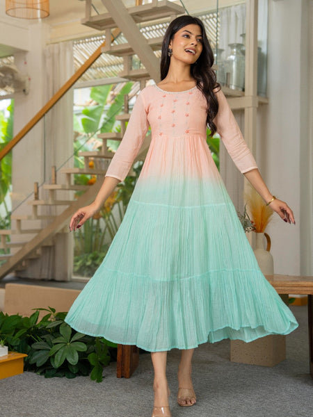 Mulcotton Tiered Ombre Maxi Dress