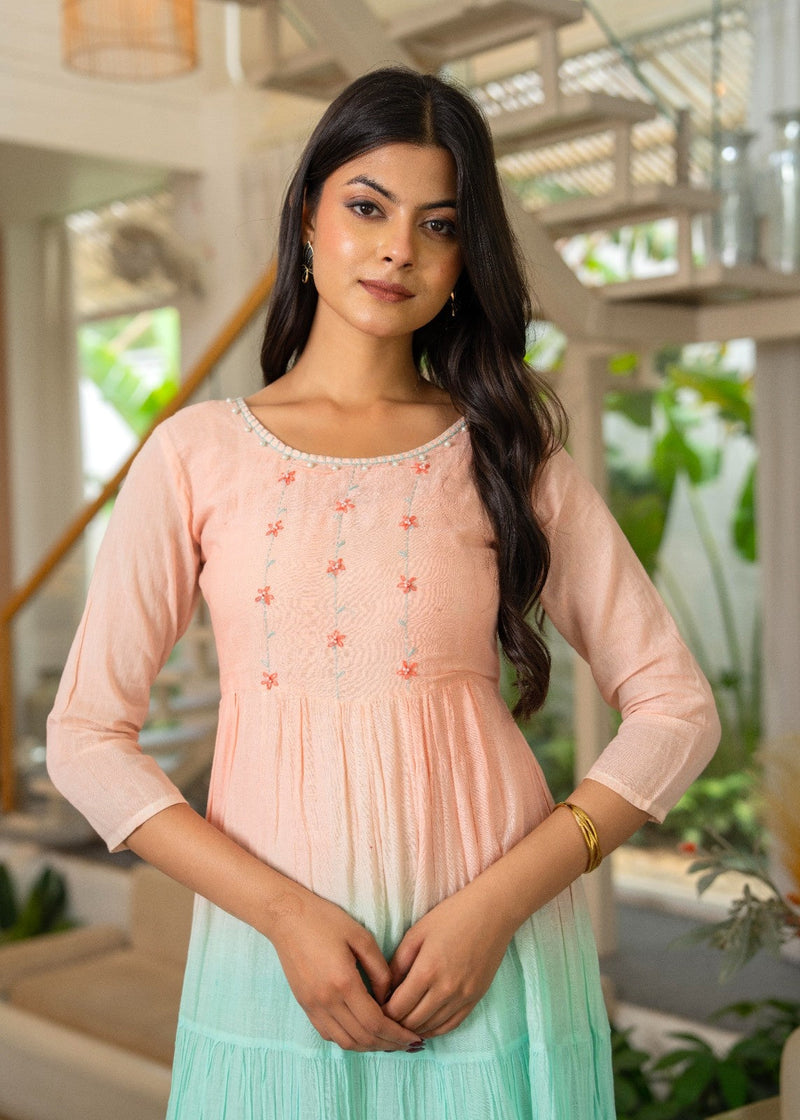 Mulcotton Tiered Ombre Maxi Dress