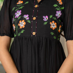 Pure Cotton Hand Painted Tiered Dress