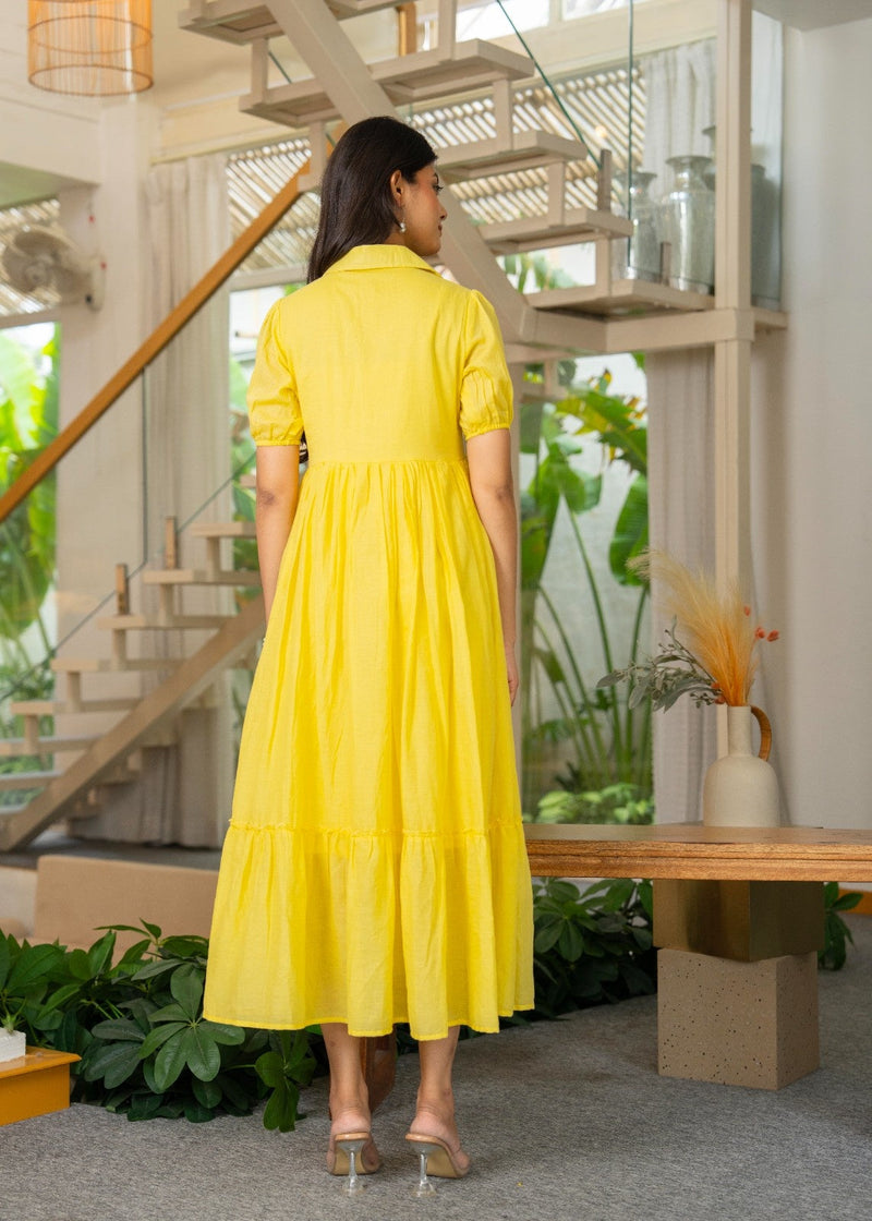 Pure Cotton Hand Painted Tiered Dress