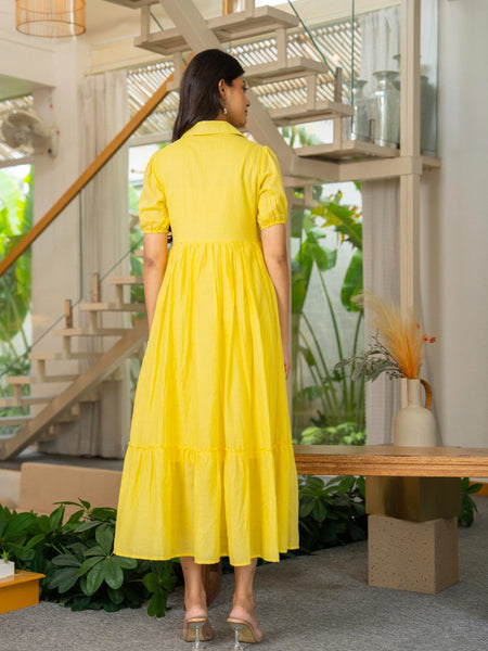 Pure Cotton Hand Painted Tiered Dress