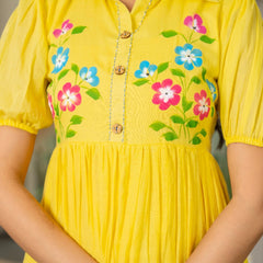 Pure Cotton Hand Painted Tiered Dress