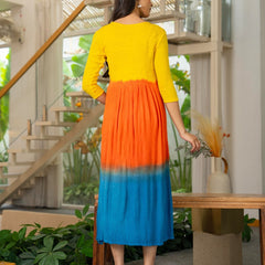 Rayon Crepe Smoking Maxi Dress