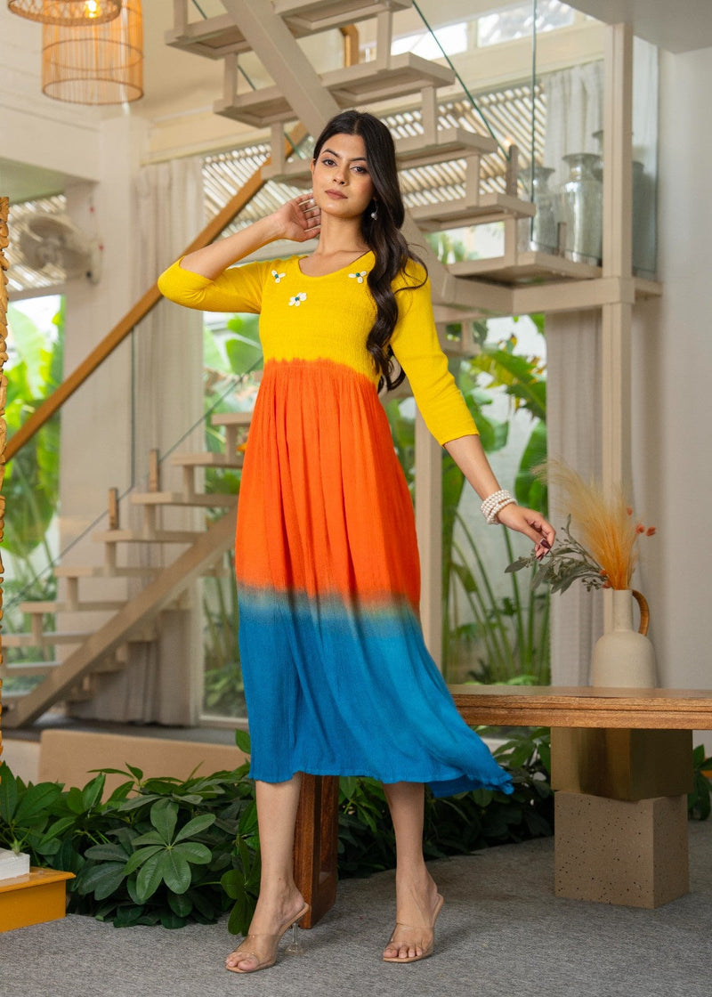 Rayon Crepe Smoking Maxi Dress