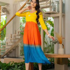 Rayon Crepe Smoking Maxi Dress