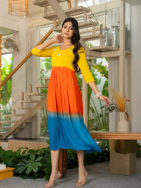 Rayon Crepe Smoking Maxi Dress