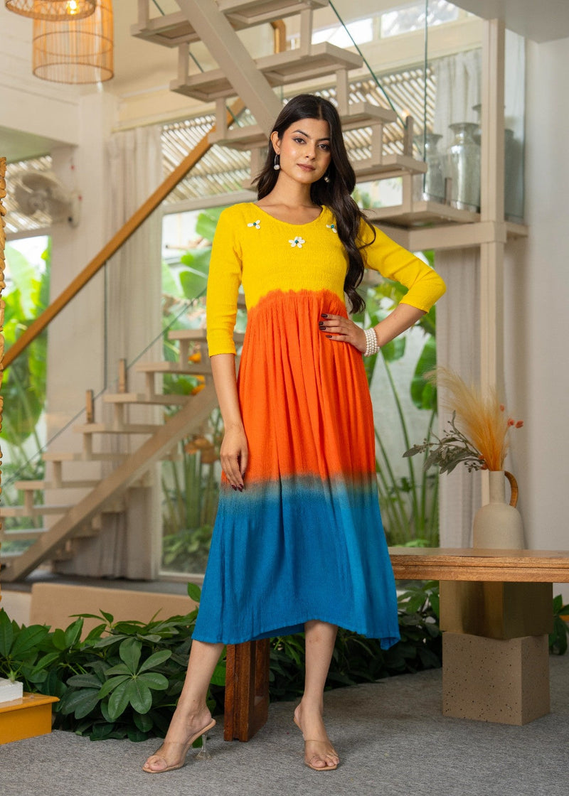 Rayon Crepe Smoking Maxi Dress