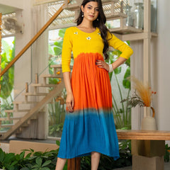 Rayon Crepe Smoking Maxi Dress