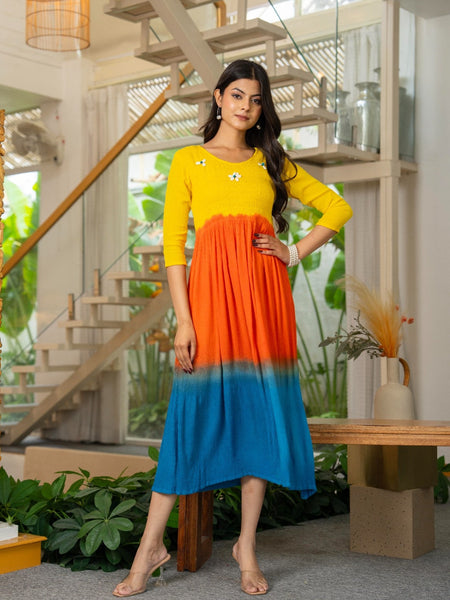 Rayon Crepe Smoking Maxi Dress