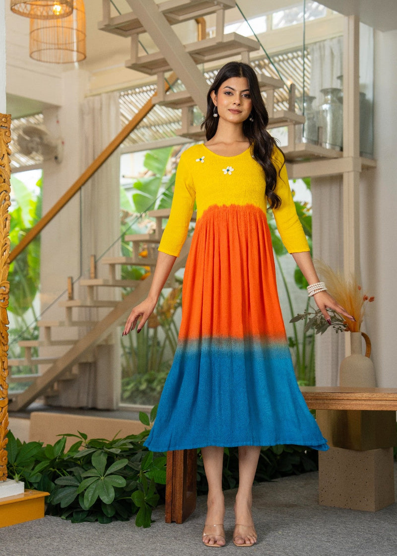 Rayon Crepe Smoking Maxi Dress