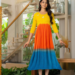 Rayon Crepe Smoking Maxi Dress