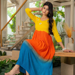 Rayon Crepe Smoking Maxi Dress