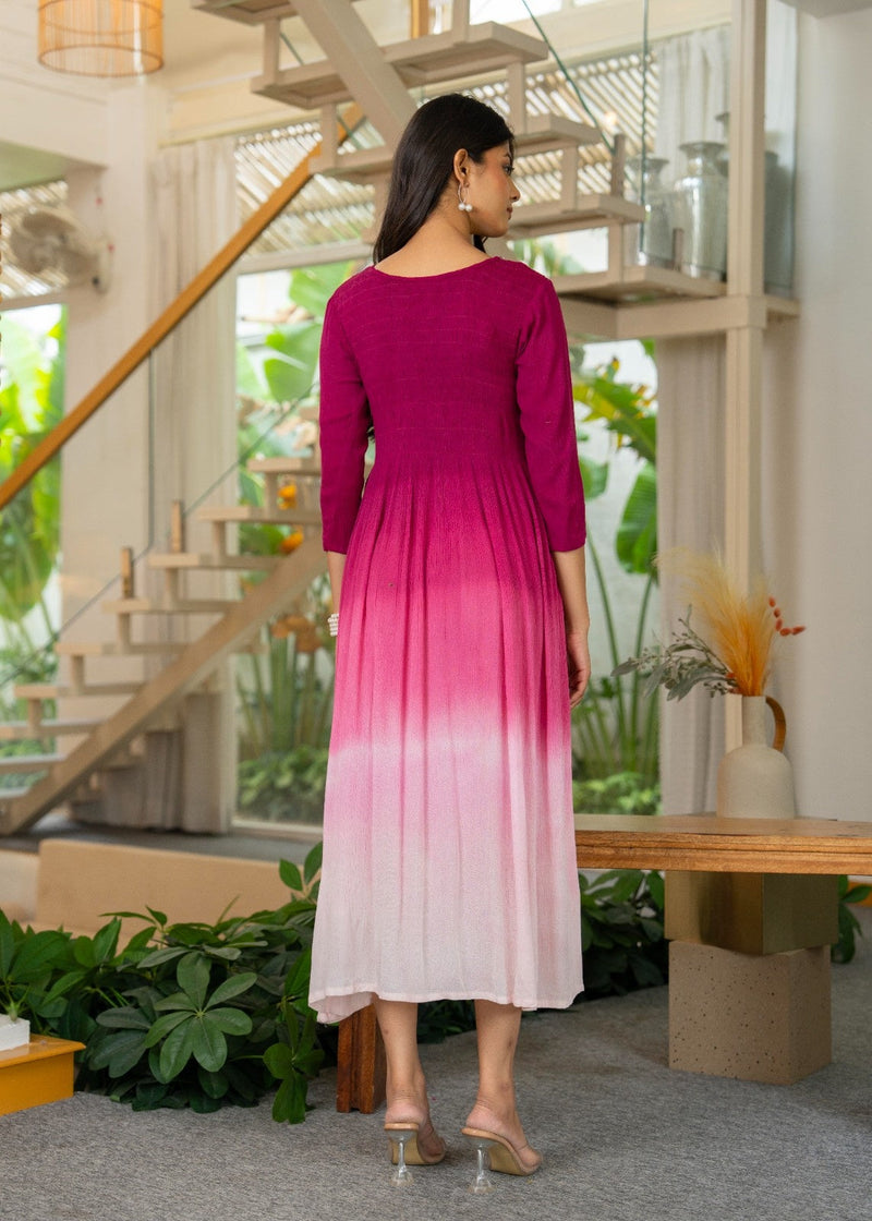 Rayon Crepe Smoking Maxi Dress