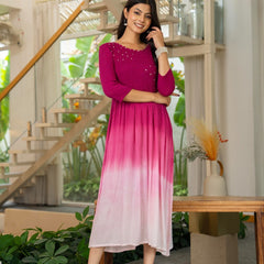 Rayon Crepe Smoking Maxi Dress