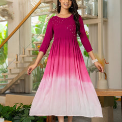 Rayon Crepe Smoking Maxi Dress