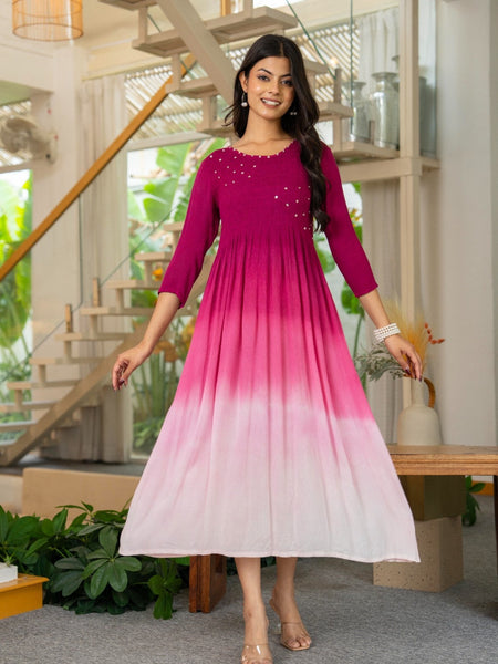 Rayon Crepe Smoking Maxi Dress