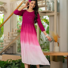Rayon Crepe Smoking Maxi Dress