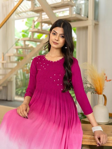 Rayon Crepe Smoking Maxi Dress