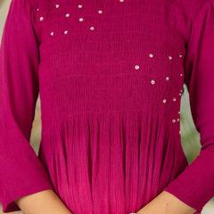 Rayon Crepe Smoking Maxi Dress