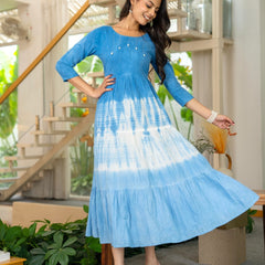 Mulcotton Tie and Dye Tiered Dress