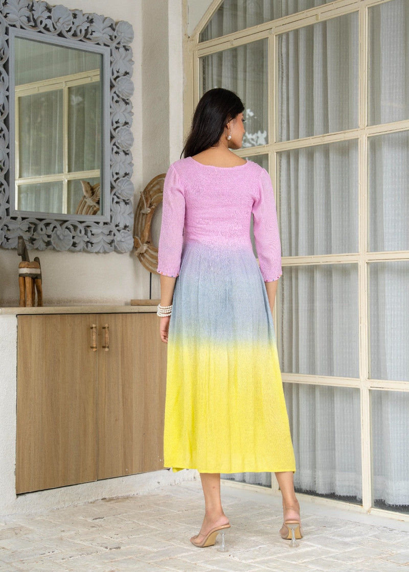 Rayon Crepe Smoking Maxi Dress