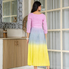 Rayon Crepe Smoking Maxi Dress