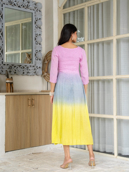 Rayon Crepe Smoking Maxi Dress