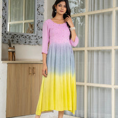 Rayon Crepe Smoking Maxi Dress