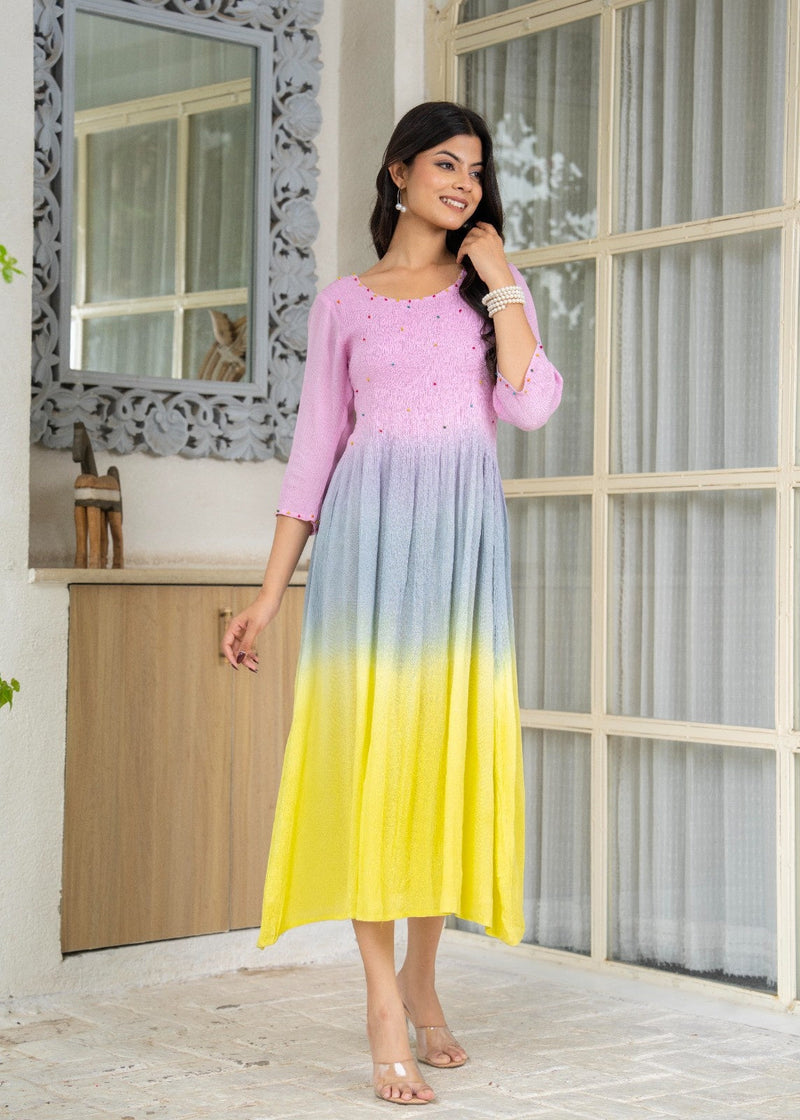 Rayon Crepe Smoking Maxi Dress