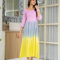 Rayon Crepe Smoking Maxi Dress