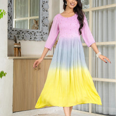 Rayon Crepe Smoking Maxi Dress