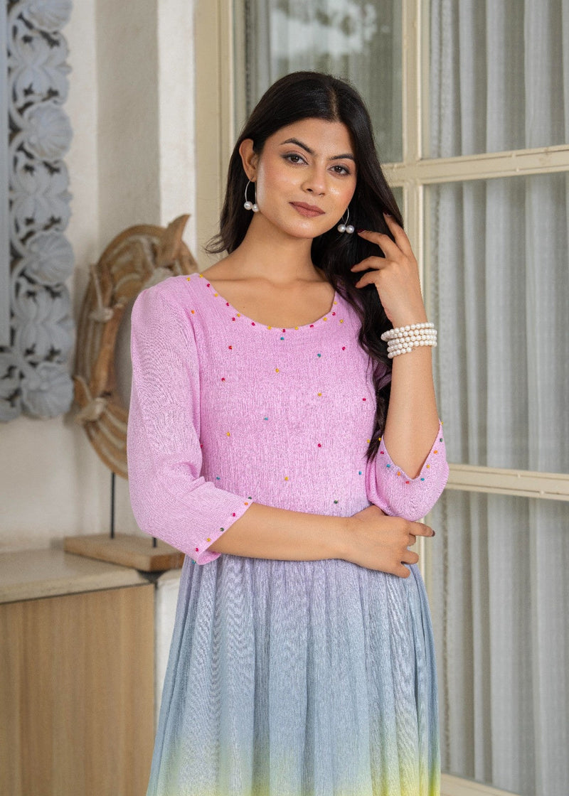 Rayon Crepe Smoking Maxi Dress