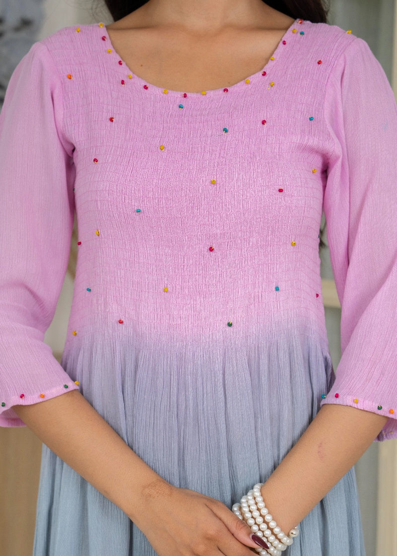 Rayon Crepe Smoking Maxi Dress