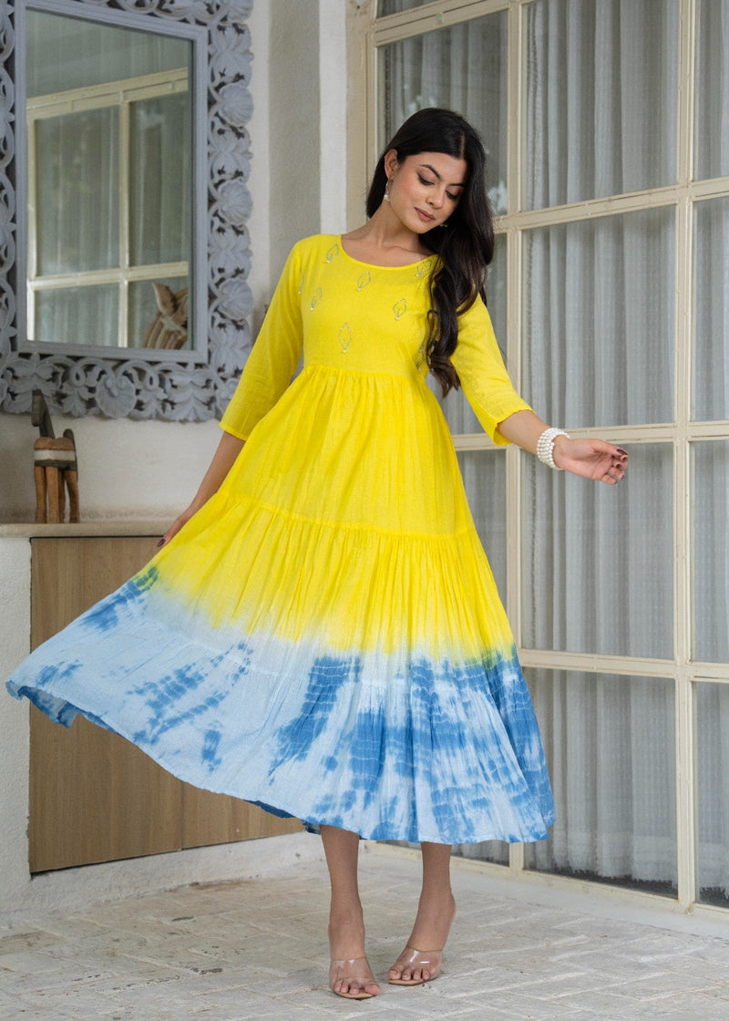 Mulcotton Tie and Dye Tiered Dress