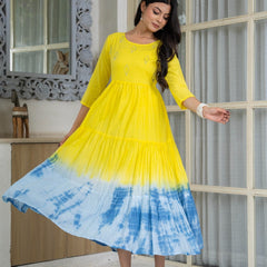 Mulcotton Tie and Dye Tiered Dress