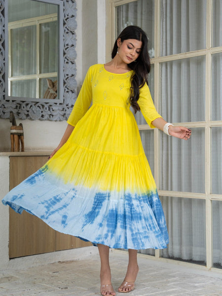 Mulcotton Tie and Dye Tiered Dress
