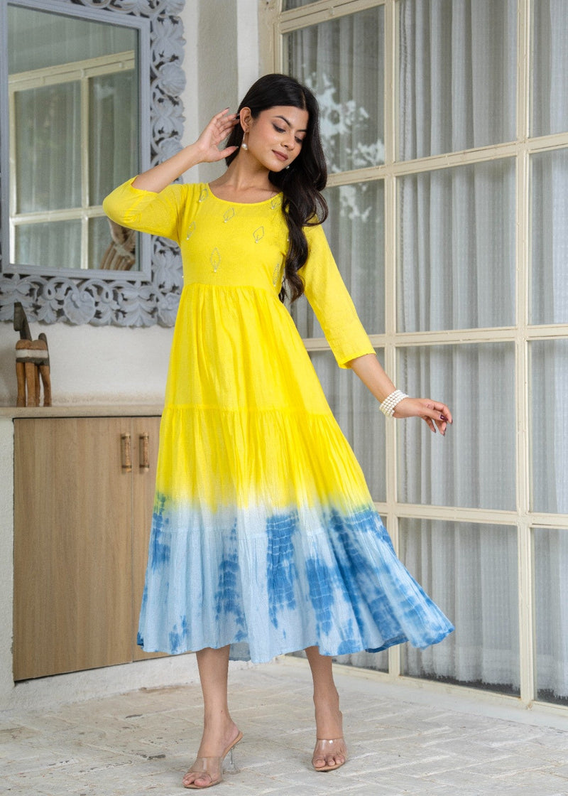 Mulcotton Tie and Dye Tiered Dress