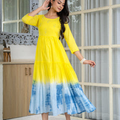 Mulcotton Tie and Dye Tiered Dress