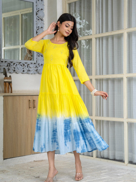 Mulcotton Tie and Dye Tiered Dress