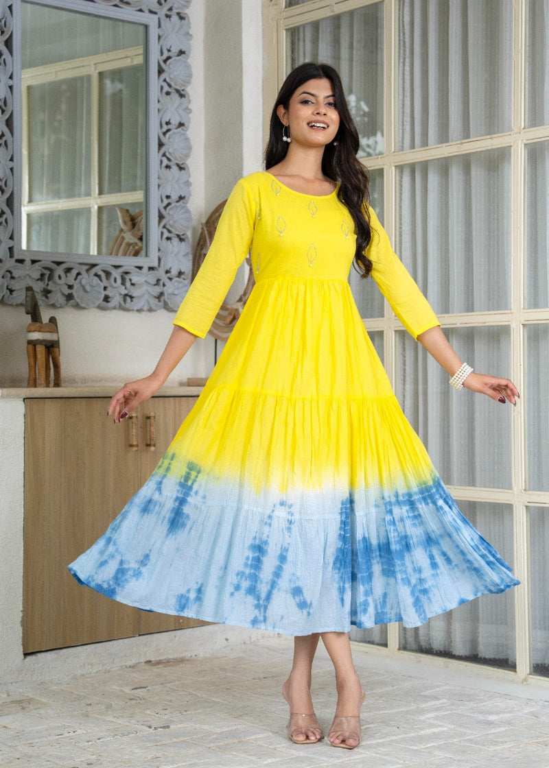 Mulcotton Tie and Dye Tiered Dress