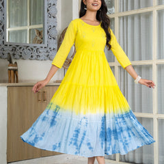 Mulcotton Tie and Dye Tiered Dress