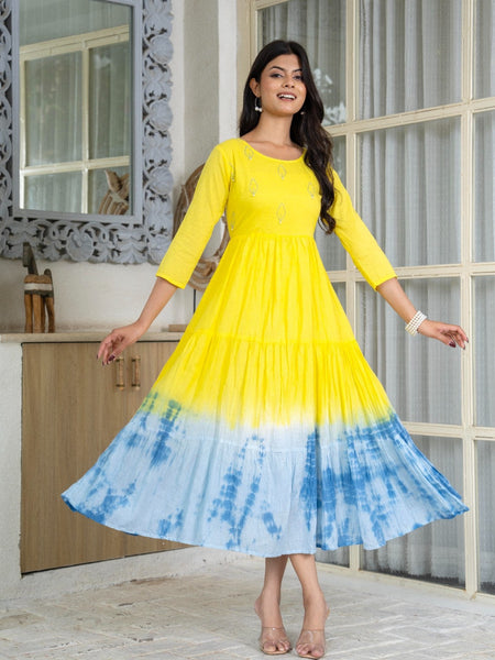 Mulcotton Tie and Dye Tiered Dress