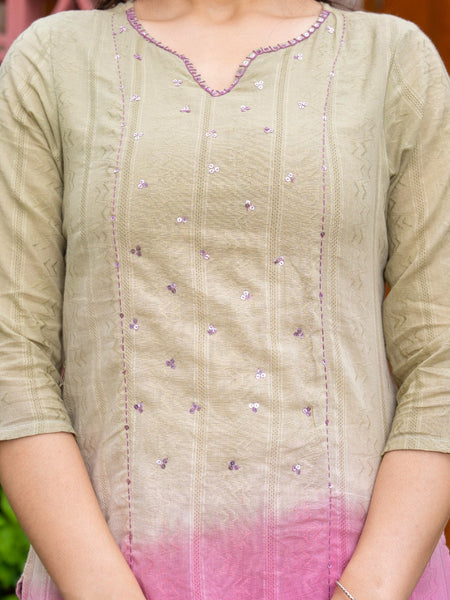 Cotton Dobby Ombre Effect Kurta Pants and Dupatta