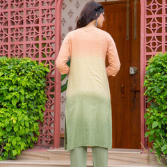 Cotton Dobby Ombre Effect Kurta Pants and Dupatta