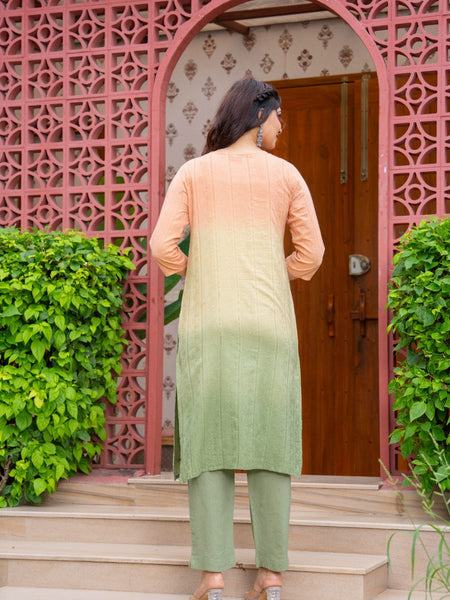 Cotton Dobby Ombre Effect Kurta Pants and Dupatta