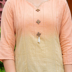 Cotton Dobby Ombre Effect Kurta Pants and Dupatta