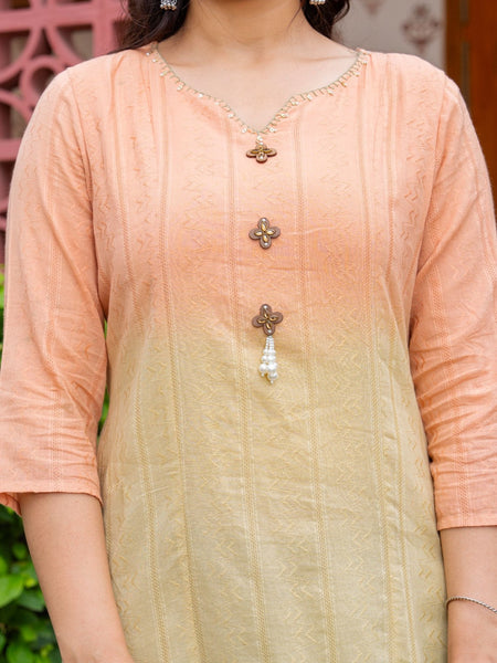 Cotton Dobby Ombre Effect Kurta Pants and Dupatta