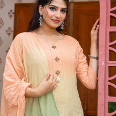 Cotton Dobby Ombre Effect Kurta Pants and Dupatta